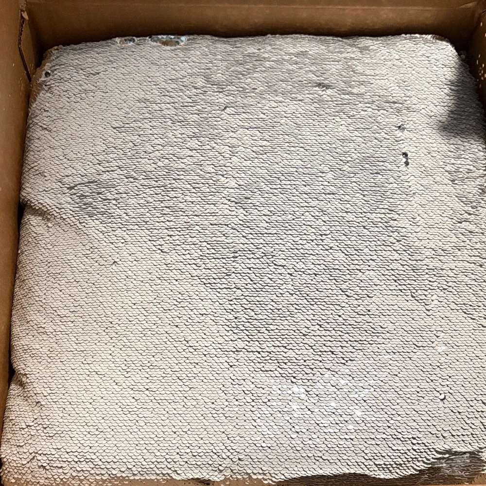Silver and‎ White Elegant Sequin Pillow by Aviva Stanoff